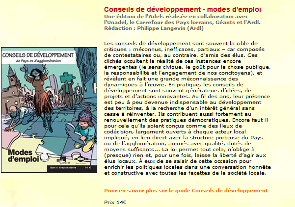Conseil de développement – mode d’emploi
