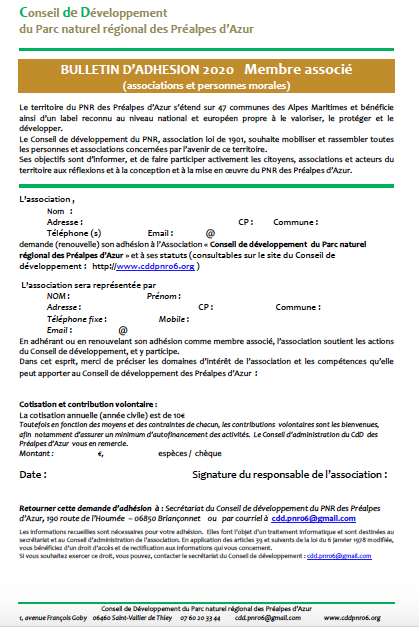 Bulletin adhesion membre associe 2020 CdD