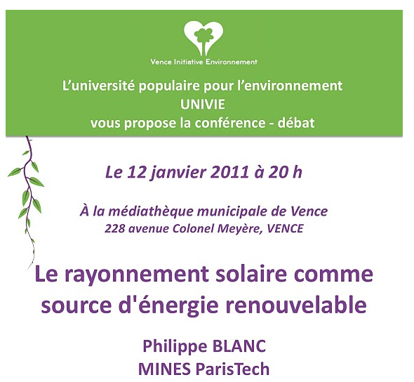 Conférence UNIVIE du 12 janver 2011