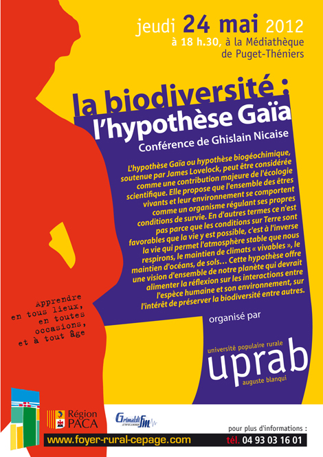 Conférence Biodiversité, l’hpothèse Gaia UPRAB