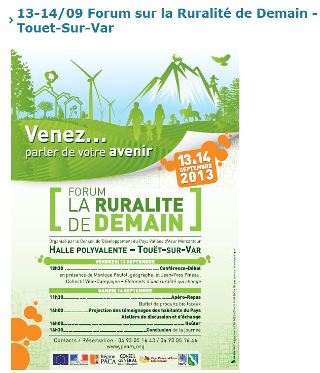 Forum de la ruralité demain – Touet sur Var