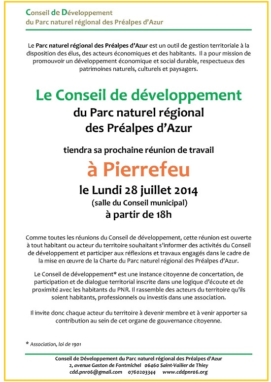 Réunion du CdD le 28 juillet à Pierrefeu