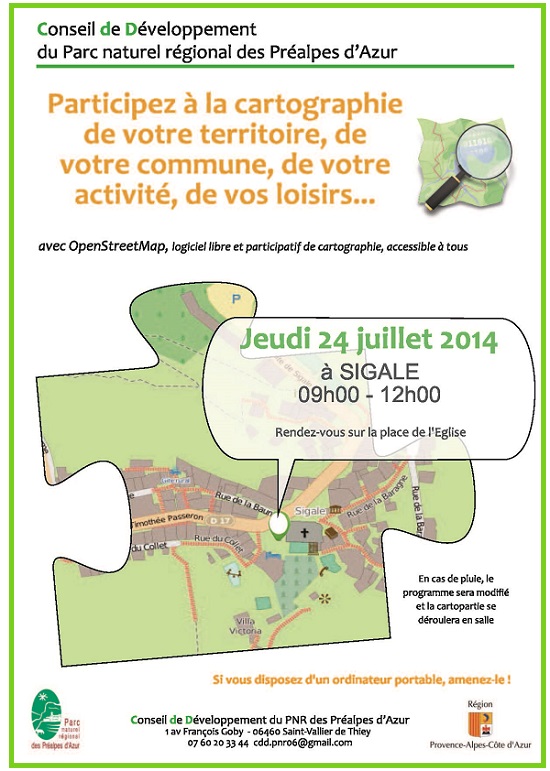 Cartopartie OSM Sigale le 24 juillet 2014