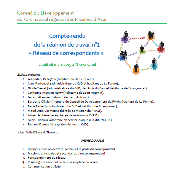 CR réunion n°2 du groupe de travail sur le réseau de correspondants