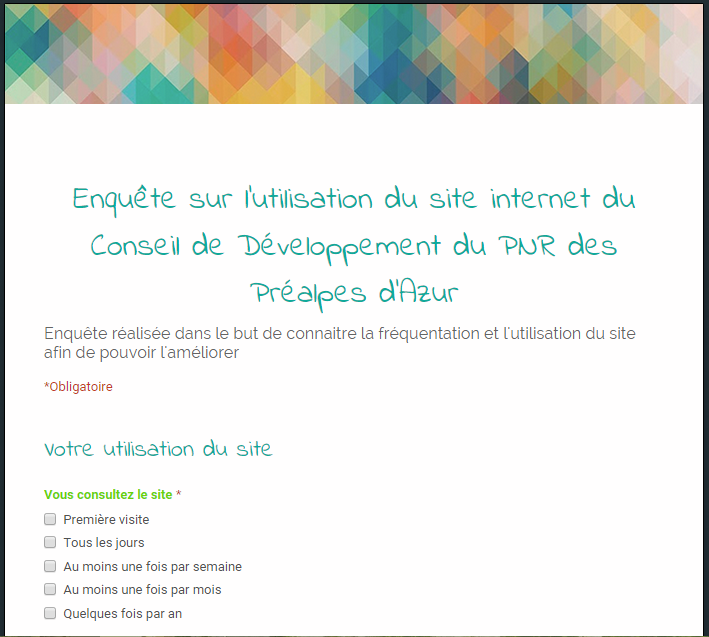 Enquête pour l’amélioration de notre site internet