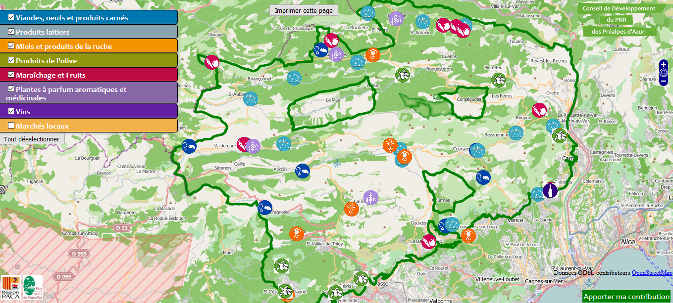 Capture decran carte des producteurs