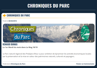 Émission radio Agora Côte d’Azur : les Chroniques du Parc