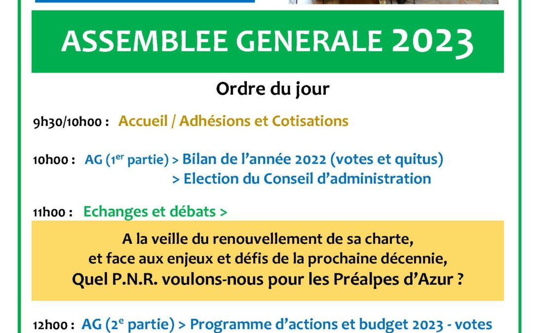 Assemblée Générale 2023 du Conseil de Développement – 10 avril à 9H30 – Gréolières