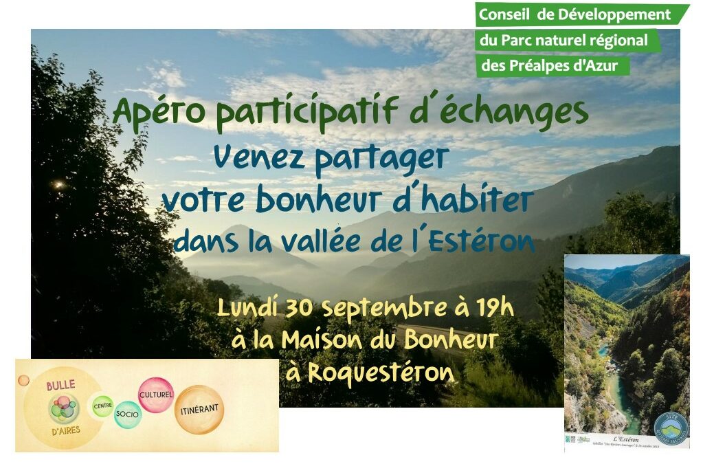 Apéro participatif d’échanges sur le bonheur d’habiter le territoire des Préalpes d’Azur